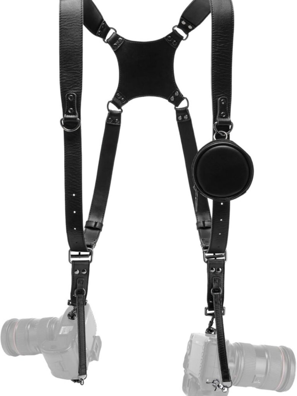Dual Camera Harness Leather Straps for DSLR/SLR Photographers - Adjustable
